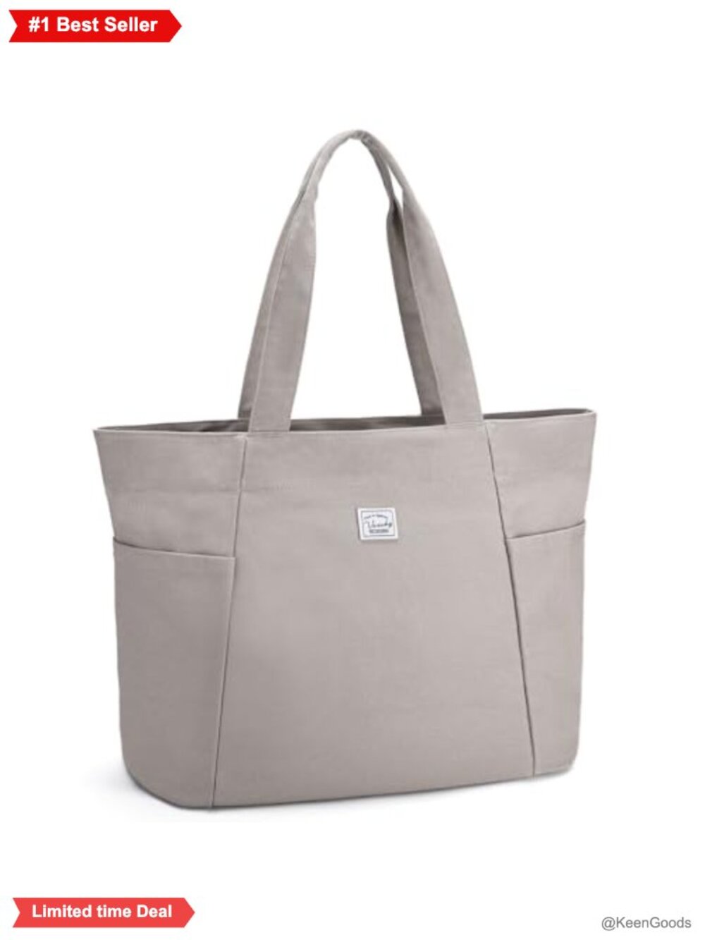 Large Canvas Tote Bag Zipper Multi Pocket Shoulder Bag